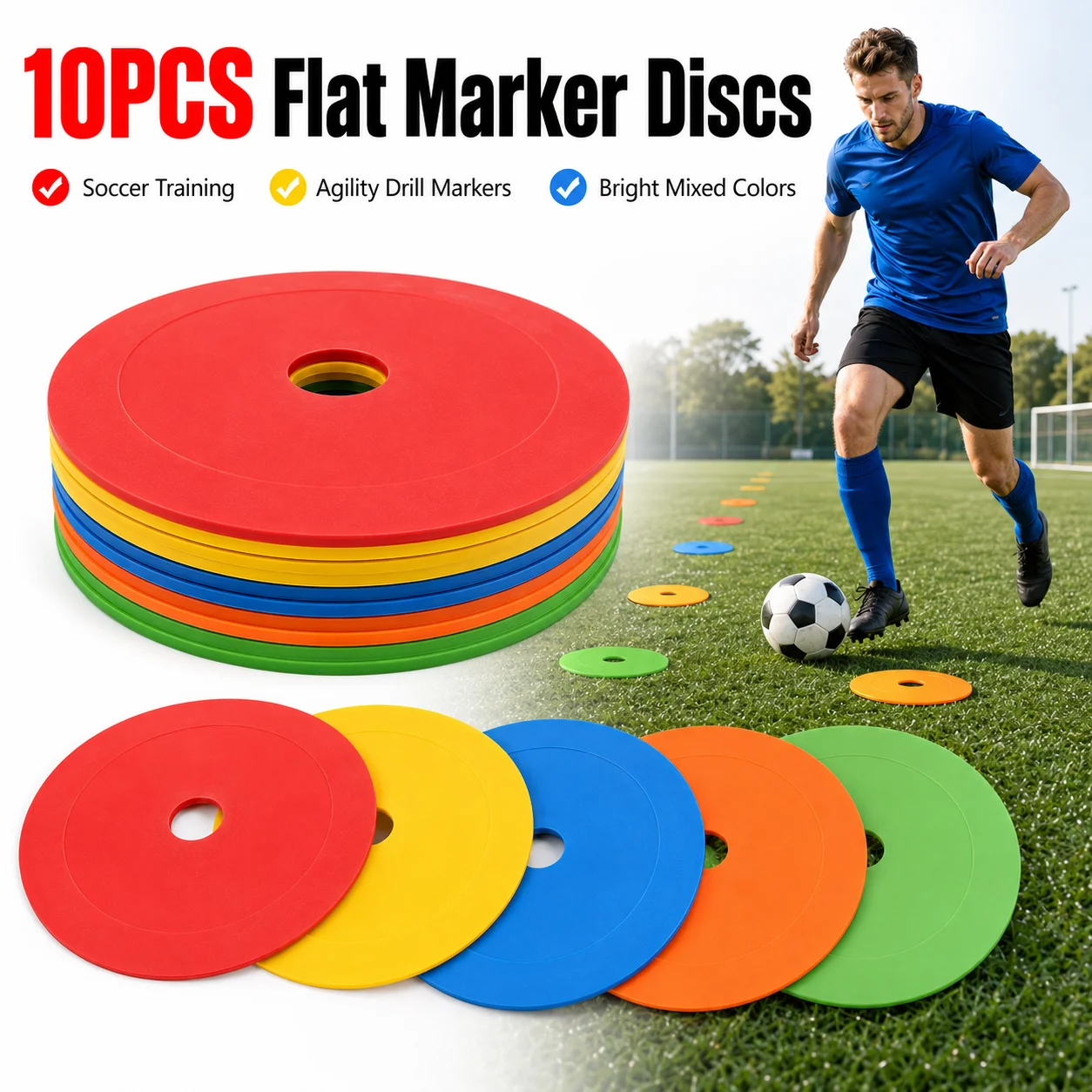 Football Training Cone - 10개 TPE 축구 훈련 마커 디스크,