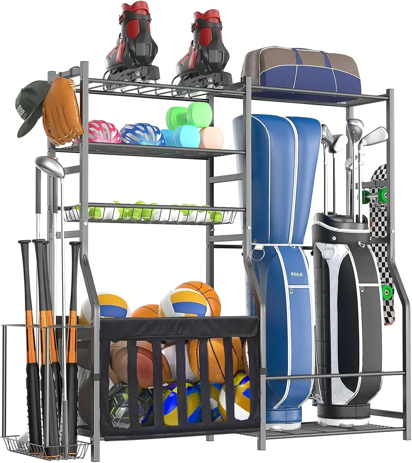 Sports Equipment Organizer Rack - 헤비 듀티 차고 스포츠 장비 정리함