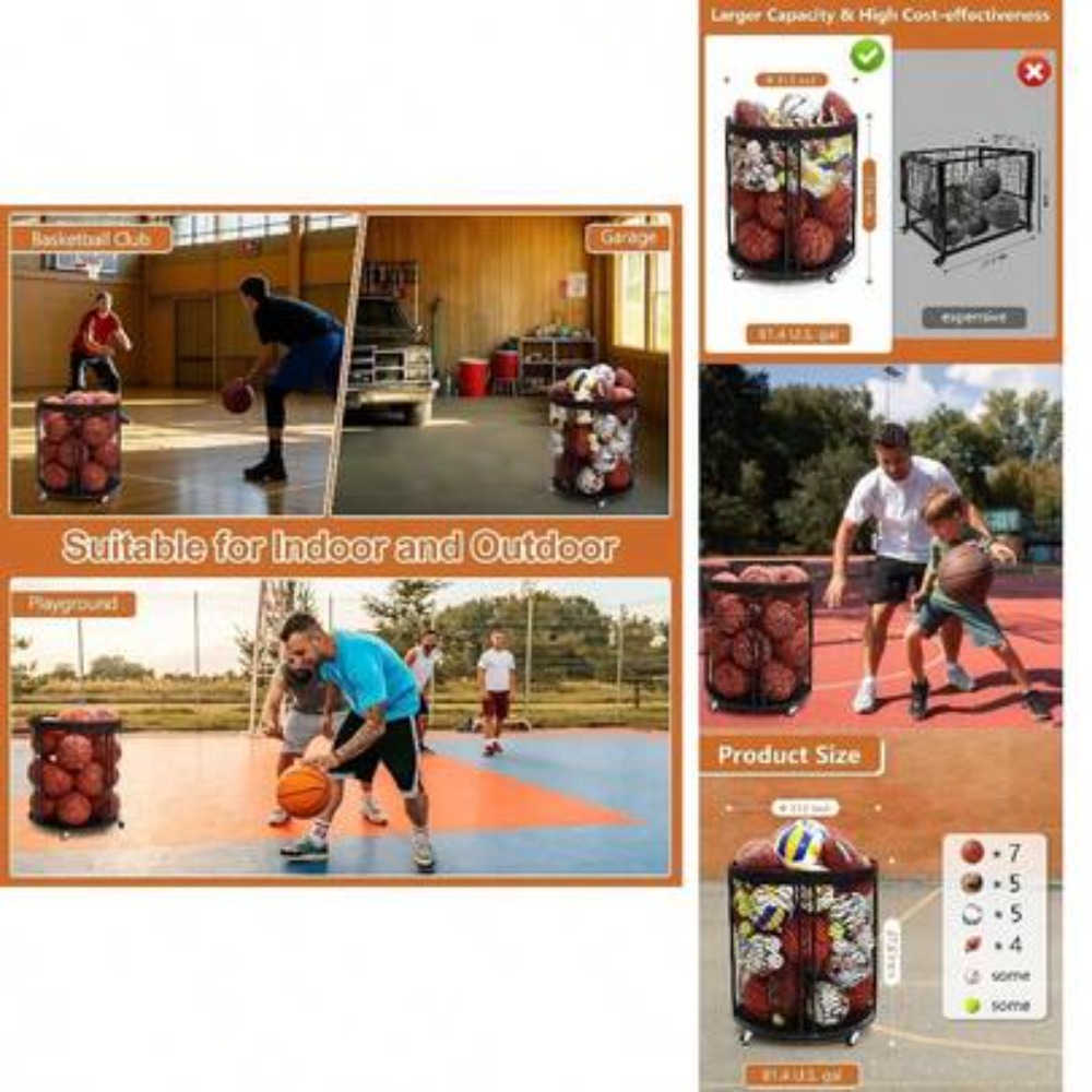 헤비 듀티 볼 보관함 카트 (축구, 농구, 배구, 풋볼 - Sports Equipment Basketball 리뷰 및 가격